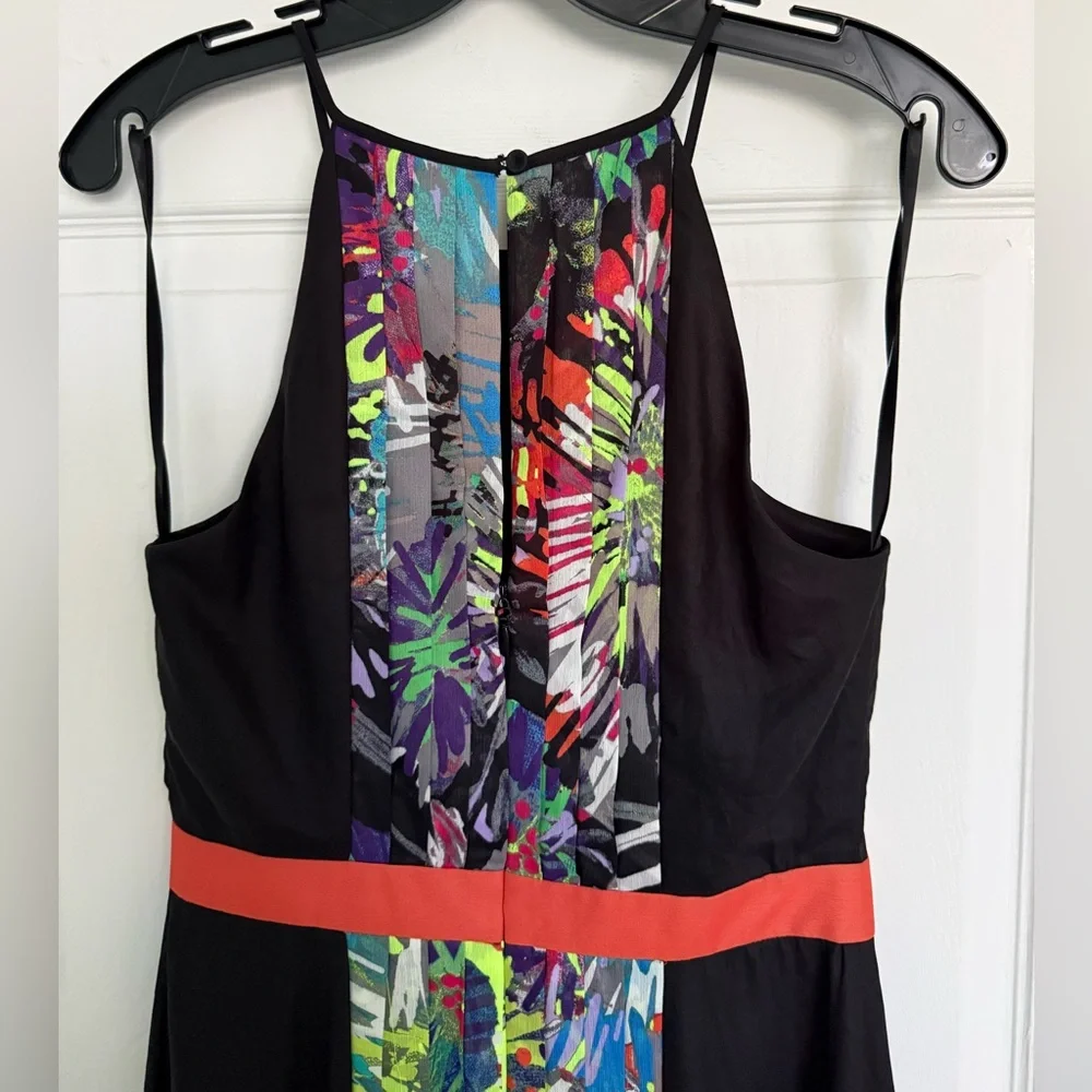 BCBGMaxAzria Black and Neon Green Floral Dress size 6 NWOT - Picture 4 of 15